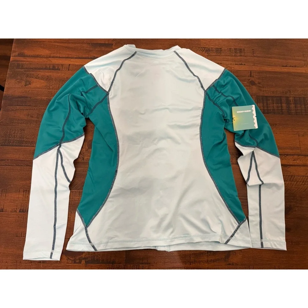 Sea Doo Women's Long Sleeve Top Jacket Rash Guard Large Green UV Protection NEW